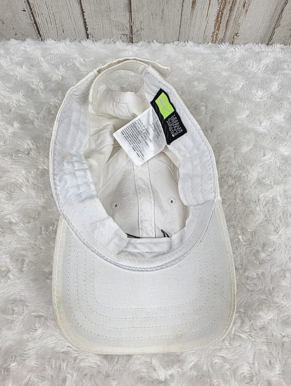 Nike Toddler White Cap with Black Swoosh Embroidery